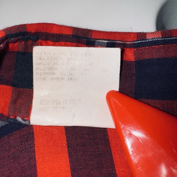 Vintage Karman Shirt Men Large Check Red Plaid Pearl Snap Western Cowboy 80s USA - Picture 7 of 7